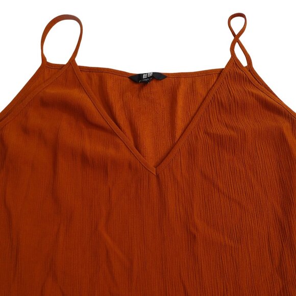 Uniqlo Rust Brown Sleeveless V-Neck Camisole Tank Top Women Size XXL Textured - Picture 2 of 9